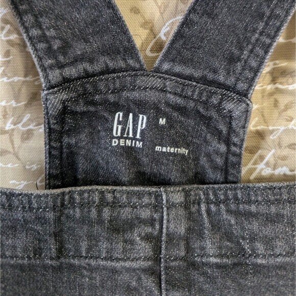 Gap Maternity Black Denim Bib Overalls Straight Leg True Black Size M Medium - Picture 1 of 9